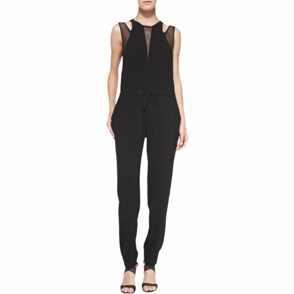 Rebecca Taylor Pants - Rebecca Taylor Split-Strap Jumpsuit With Mesh Inserts - Size 2